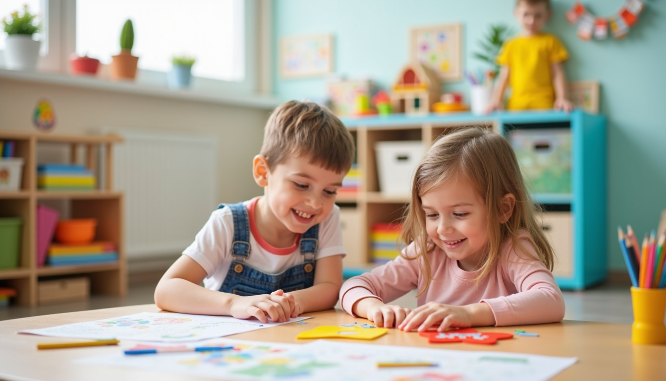 Copii fericiți jucându-se într-o gradinita privata Ploiesti